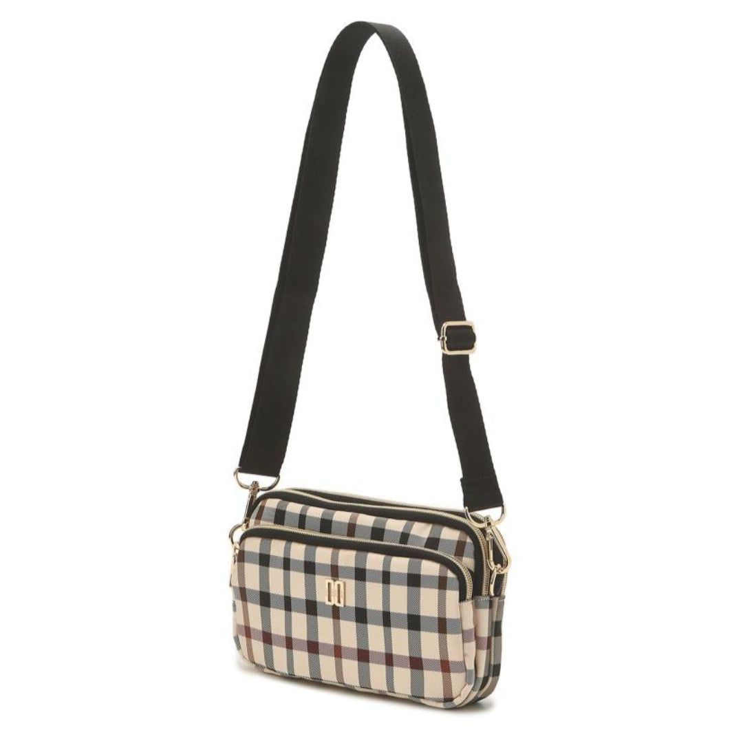 DAKS Beige Small Check Lightweight Micro Bag Shoulder Crossbody Waist Bag