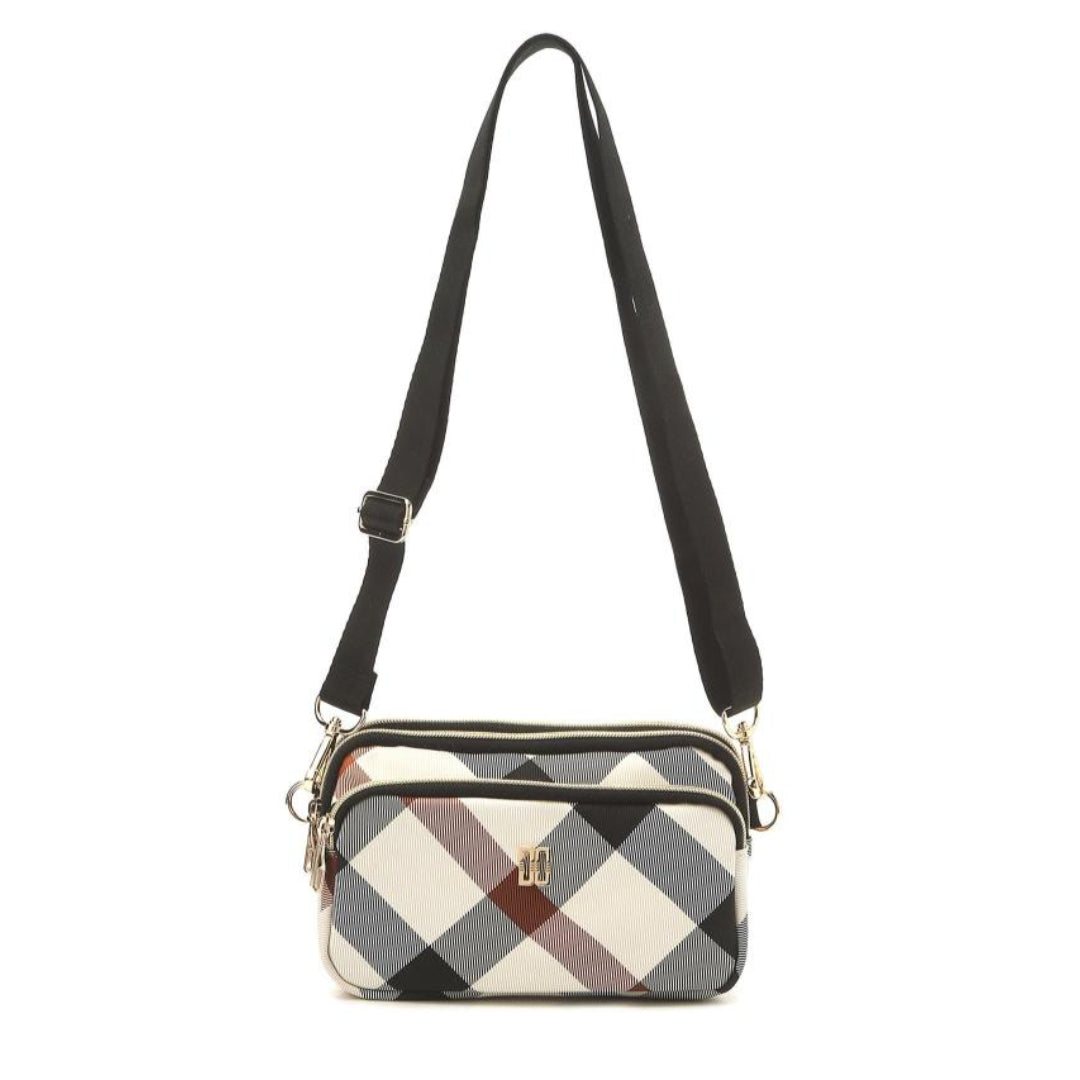 DAKS LUXURY CHECK Beige Shoulder Crossbody Light Bag DD Logo Point Solid Like Golf Wear / from Seoul, Korea