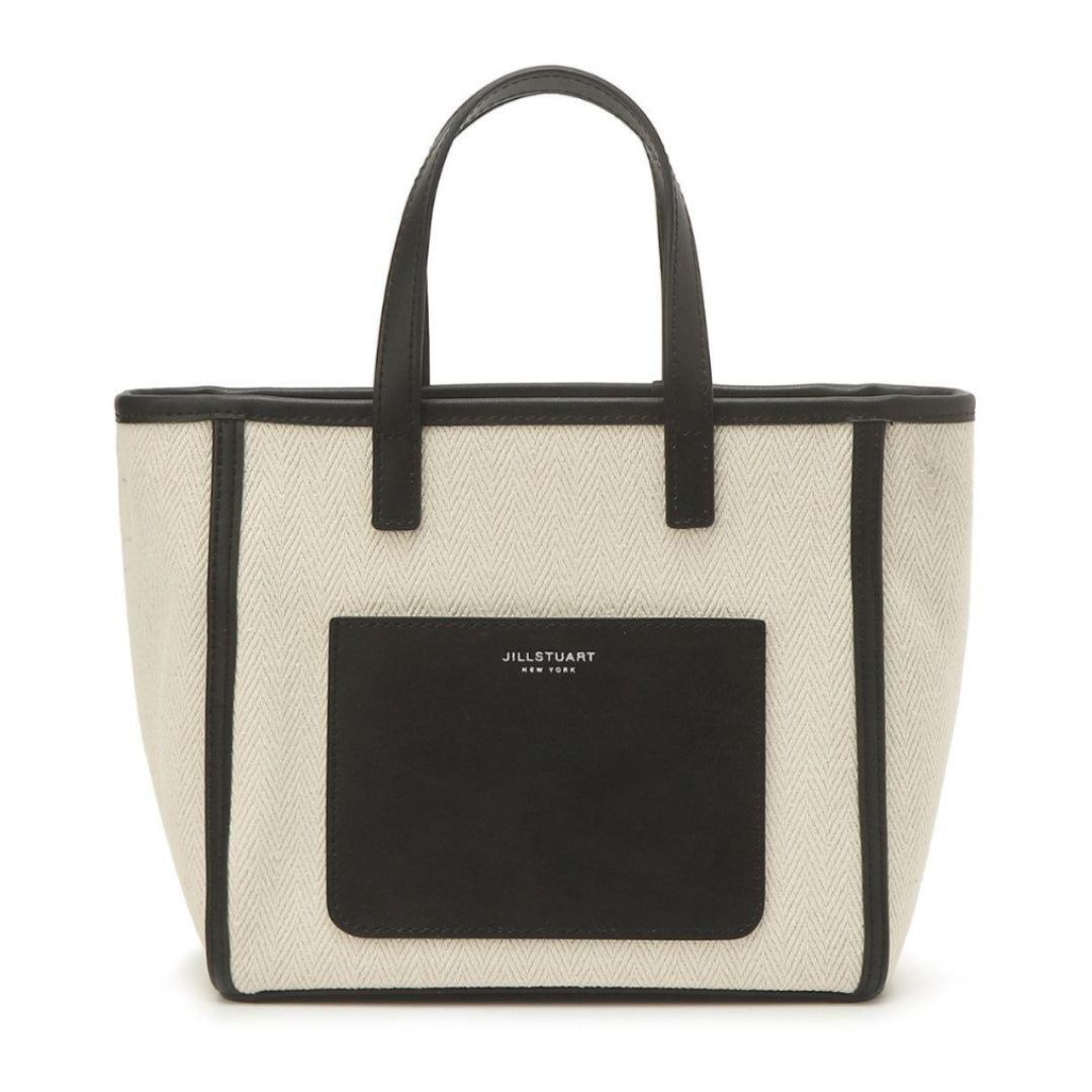 JILLSTUART ESSENTIAL CANVAS Black Pocket Mini Tote Shoulder Cross