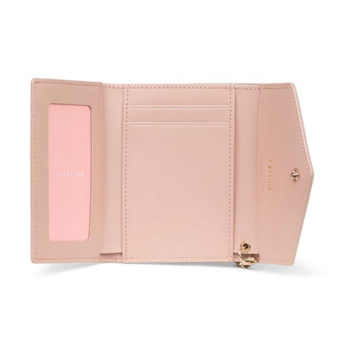 J.ESTINA JANE Mini Trifold Wallet Pink Embossed Cowhide Pearl Ball Heart Charm Ornament Banknote Card ID Card Wallet / from Seoul, Korea