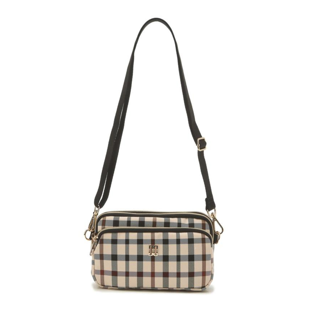 DAKS Beige Small Check Lightweight Micro Bag Shoulder Crossbody Waist Bag