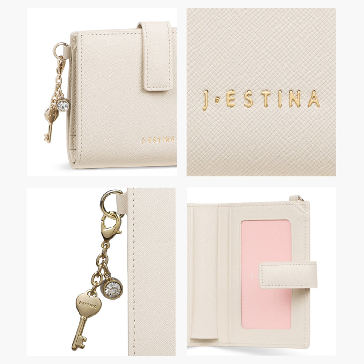 J.ESTINA LUCY Slim Bifold Wallet White Bill Credit Card ID Card Wallet / from Seoul, Korea