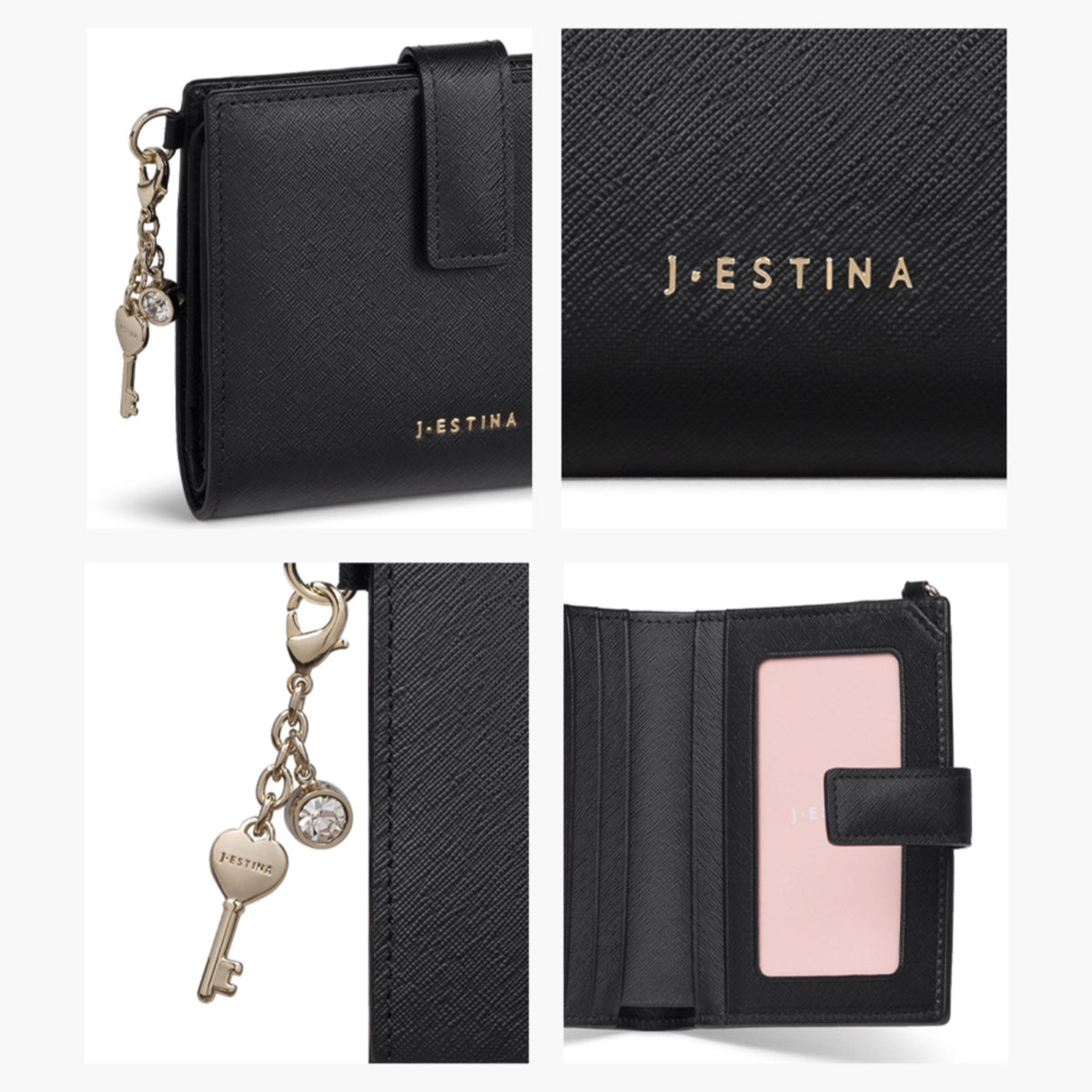 J.ESTINA LUCY Slim Bifold Wallet Black Bill Credit Card ID Card Wallet / from Seoul, Korea