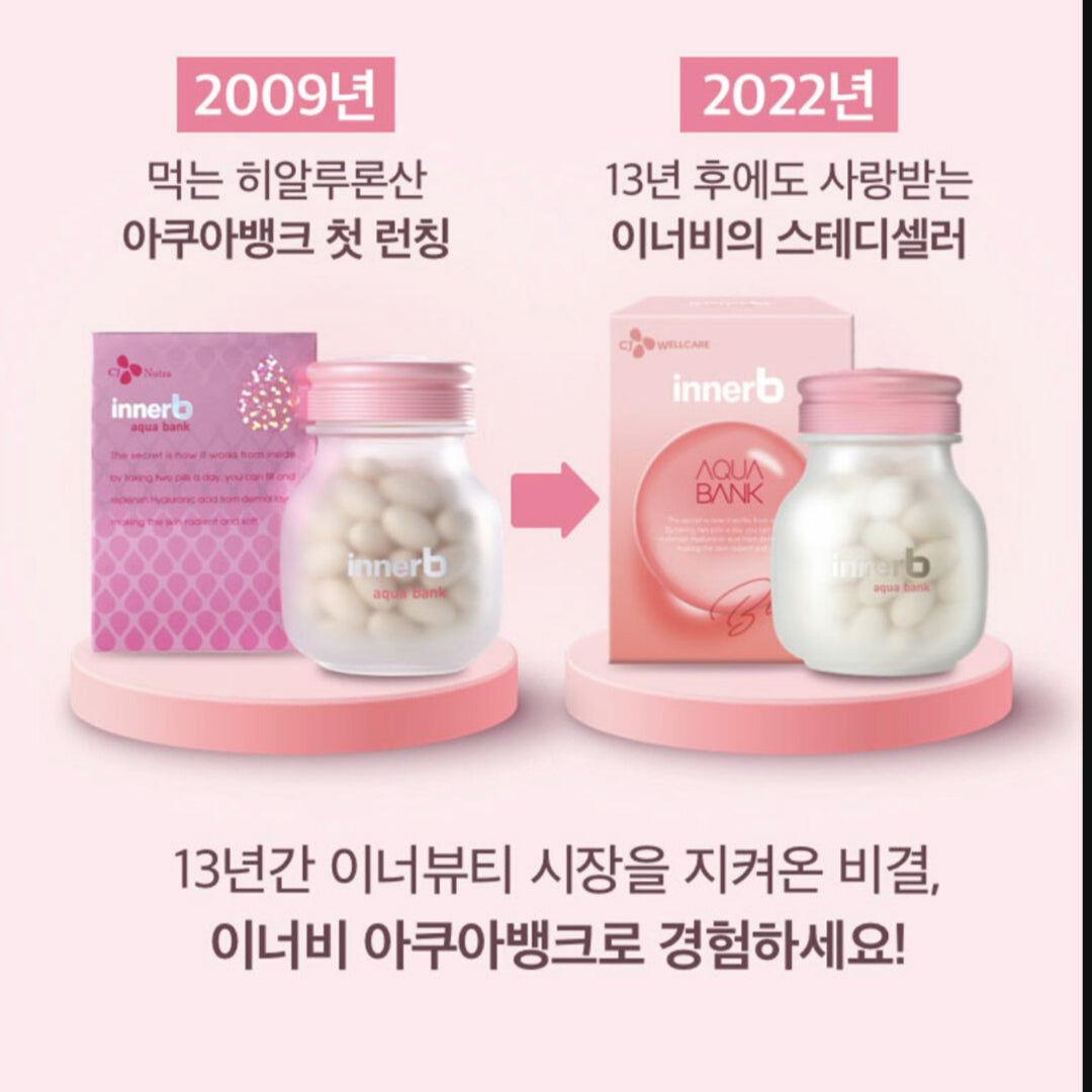 [CJ Wellcare] Inner B Aqua Bank 300mg*56kapsul*2kotak (persediaan 8 minggu) Asam Hyaluronic K-beauty / dari Seoul, Korea