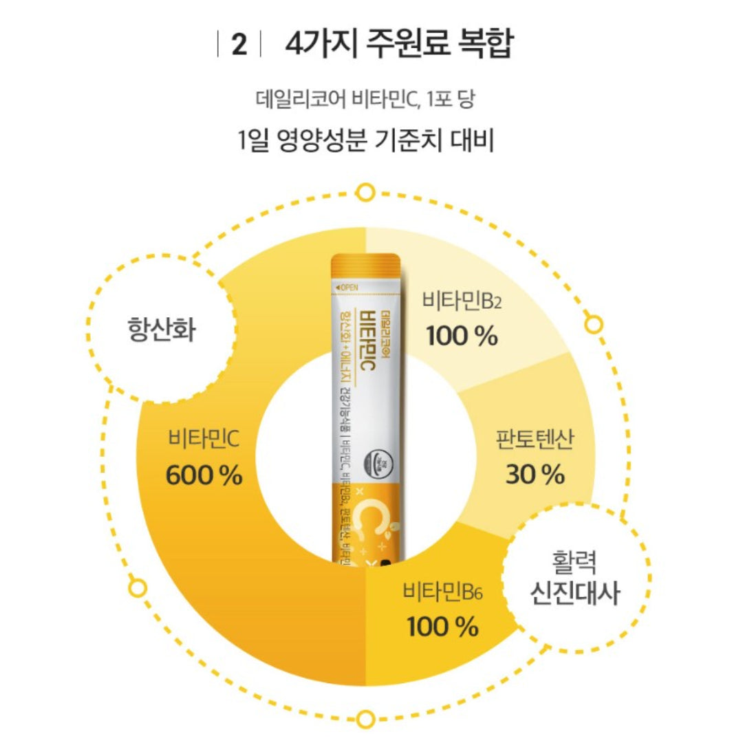 Vitamin C (100 days' supply), DSM's premium vitamin from UK & Germany, Lemon Flavor Powder Stick