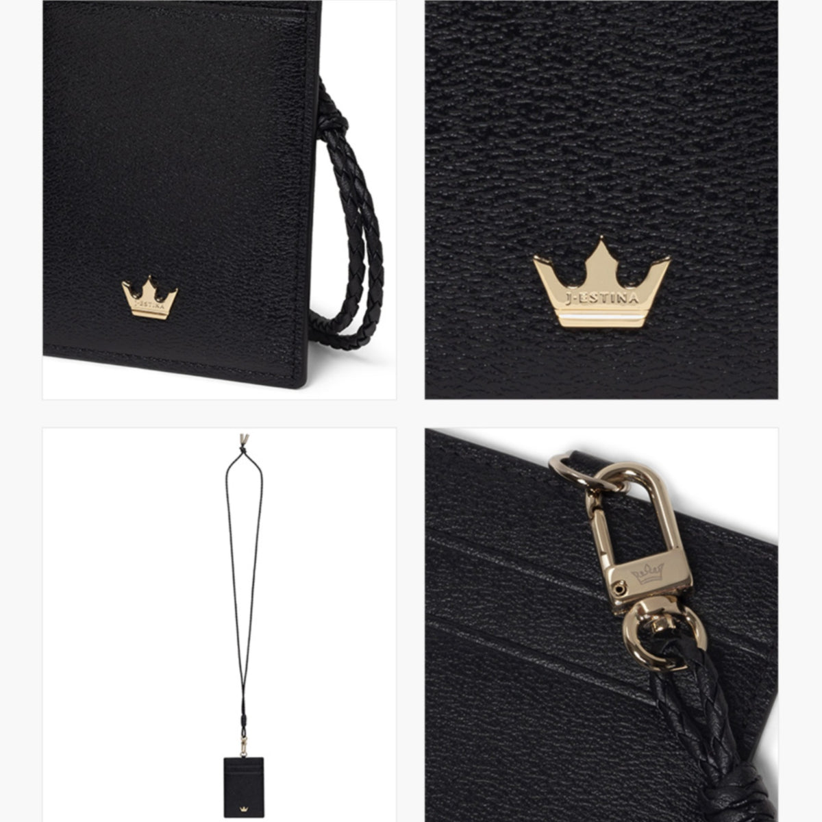 J.ESTINA LILY card necklace black ID credit card leather holder / from Seoul, Korea