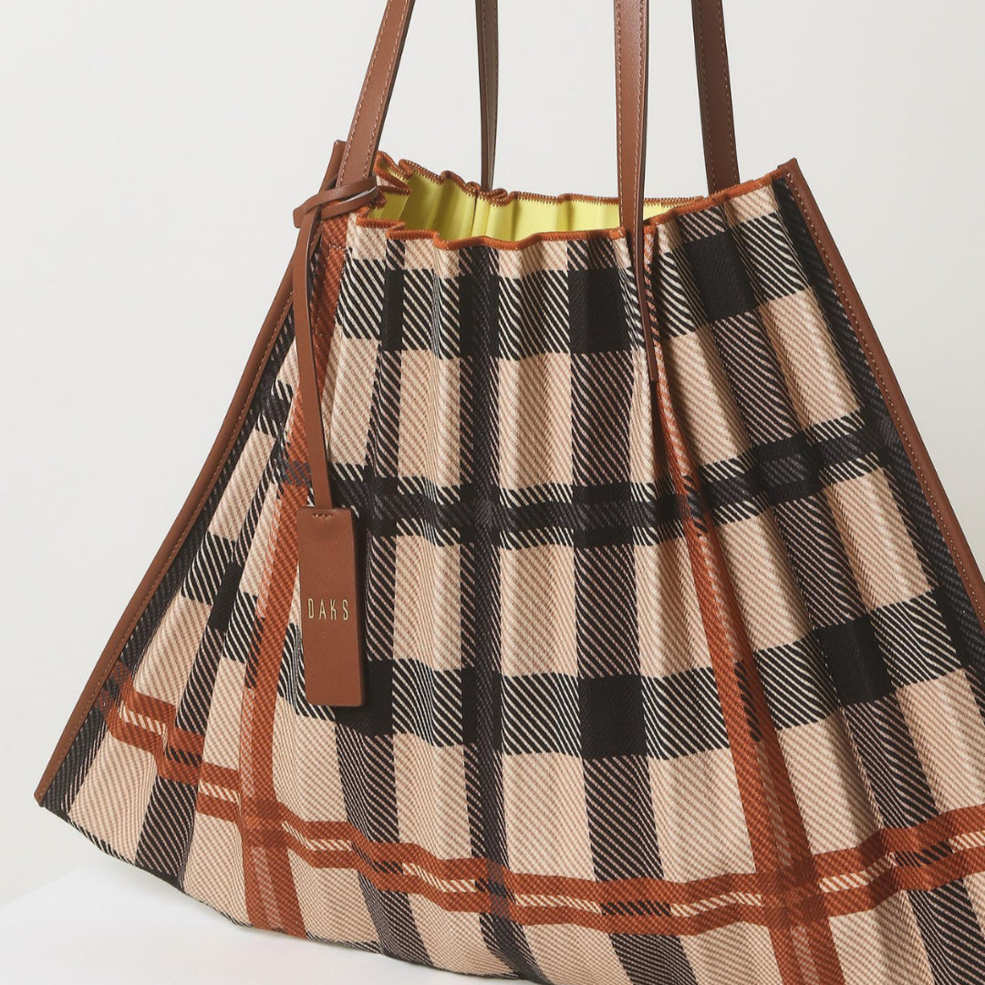 [DAKS] Brown Jubilee Check Lipit Tas Bahu Tas Tote Bag/ dari Seoul, Korea