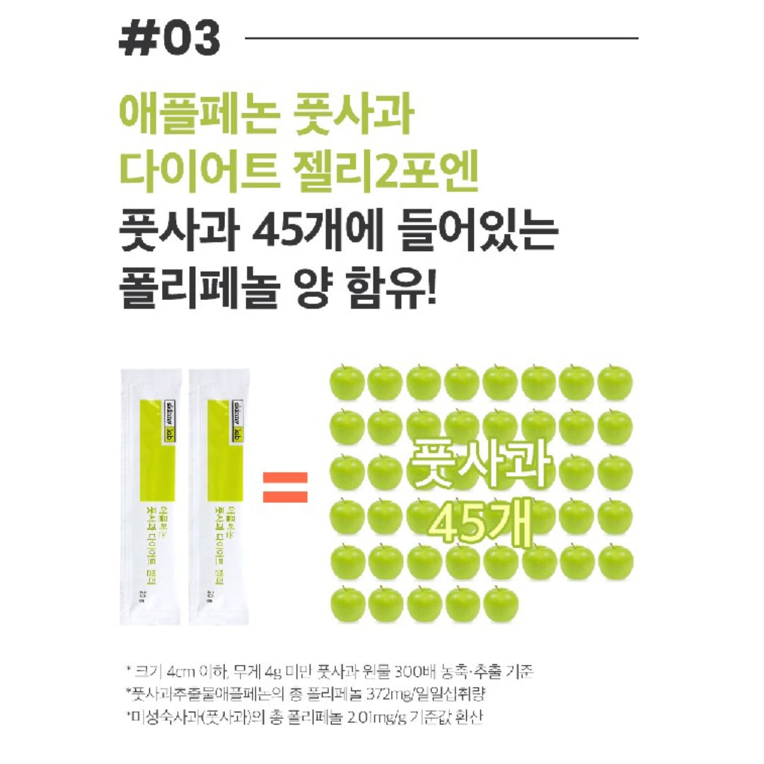 [SkinnyLab] Applephenon Slimming Body Diet Jelly Unripe Apple Polyphenol 14 stick/box selama 7 hari / dari Seoul, Korea