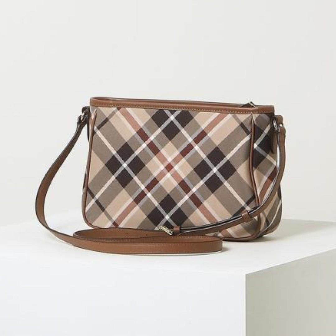 DAKS Brown Check Cross Bag Shoulder Bag Light Daily Bag from