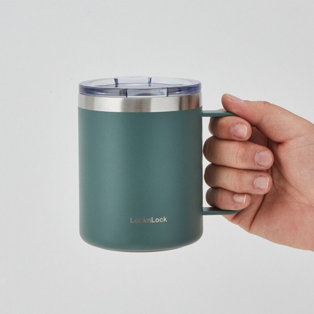 LocknLock House Mug Insulated Tumbler 370ml Handle Slide Lid Wide Mouth Easy to Clean Bottom Silicone / from Seoul, Korea