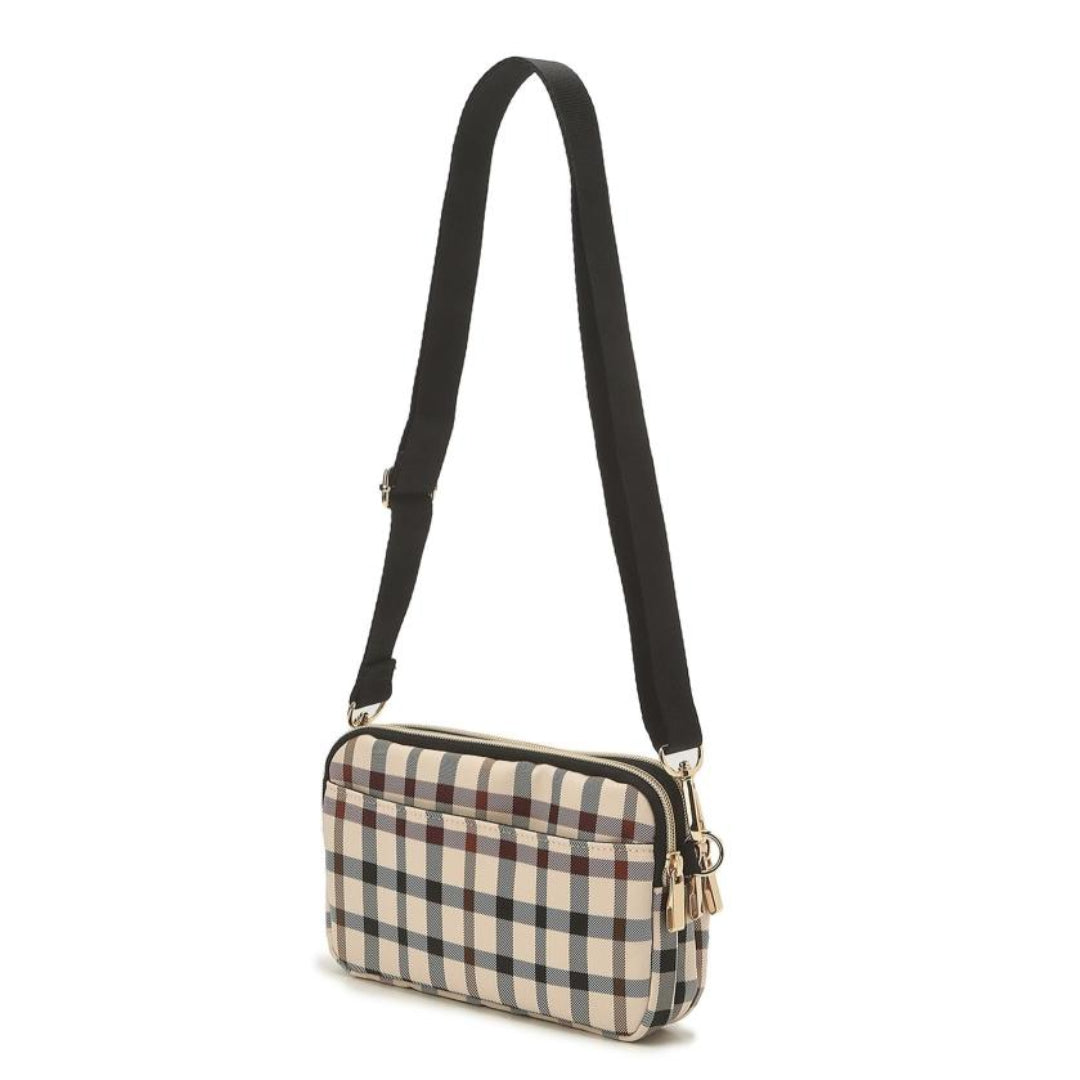 DAKS Beige Small Check Lightweight Micro Bag Shoulder Crossbody Waist Bag