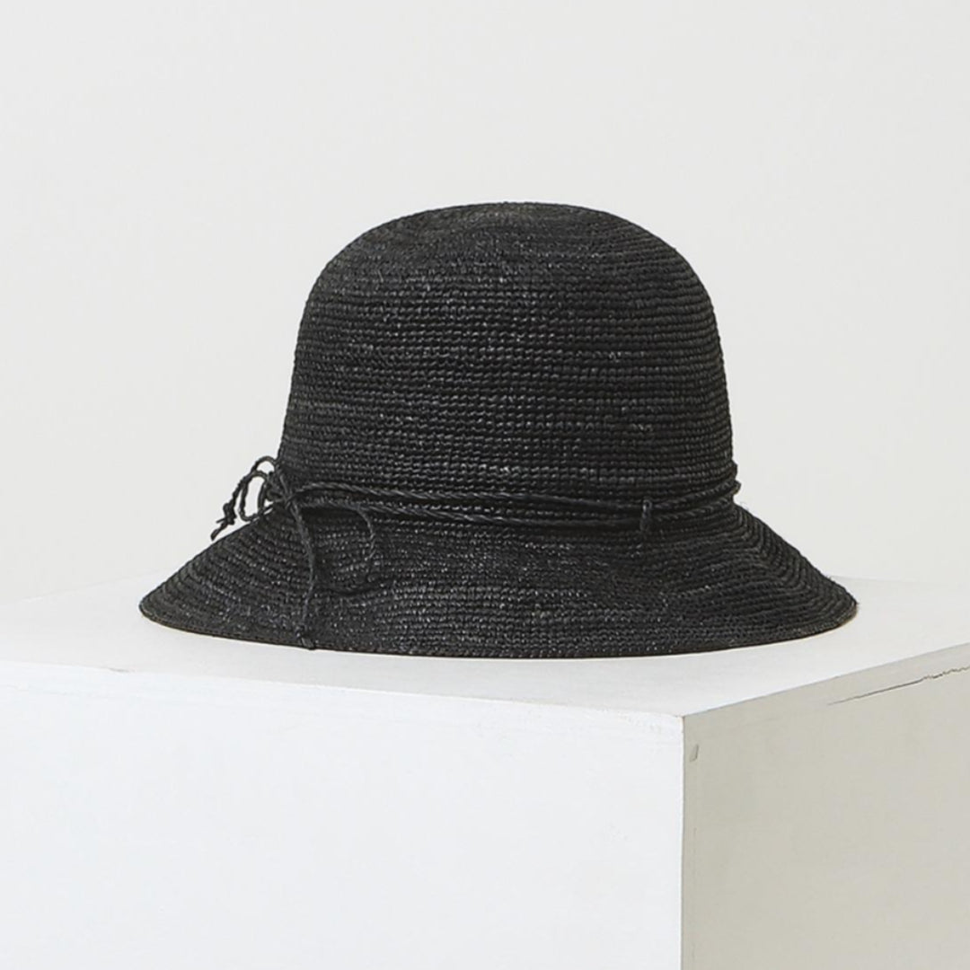 DAKS Victoria Natural Black Raffia Floppy Hat Women Sun Visor / from Seoul, Korea