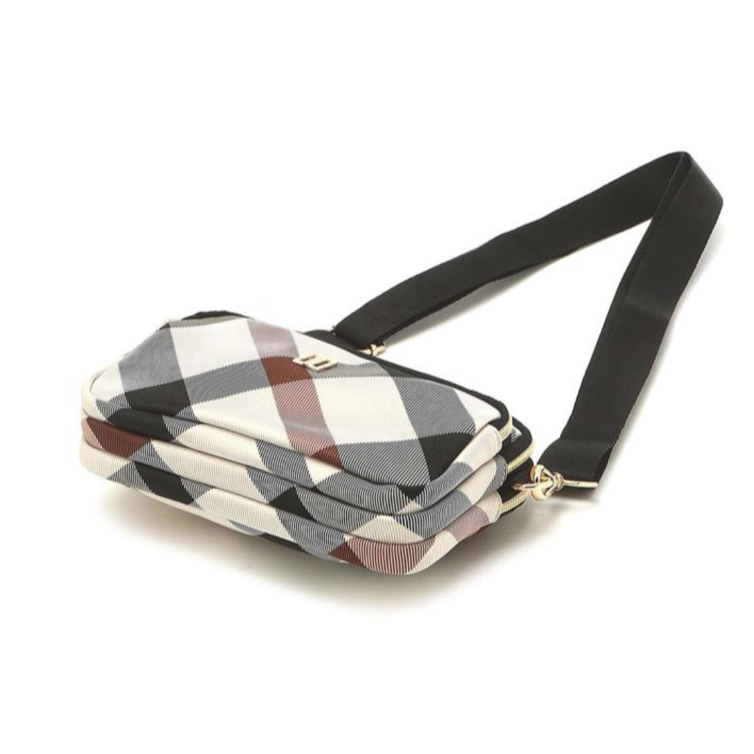 DAKS LUXURY CHECK Beige Shoulder Crossbody Light Bag DD Logo Point Solid Like Golf Wear / from Seoul, Korea