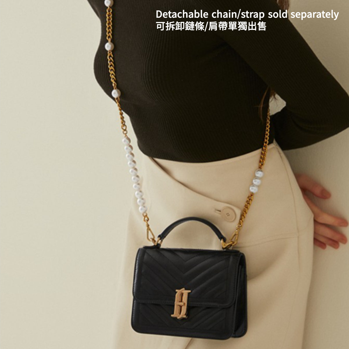 J.ESTINA JOELLE Quilting Mini Satchel Black Detachable Strap / from Seoul, Korea