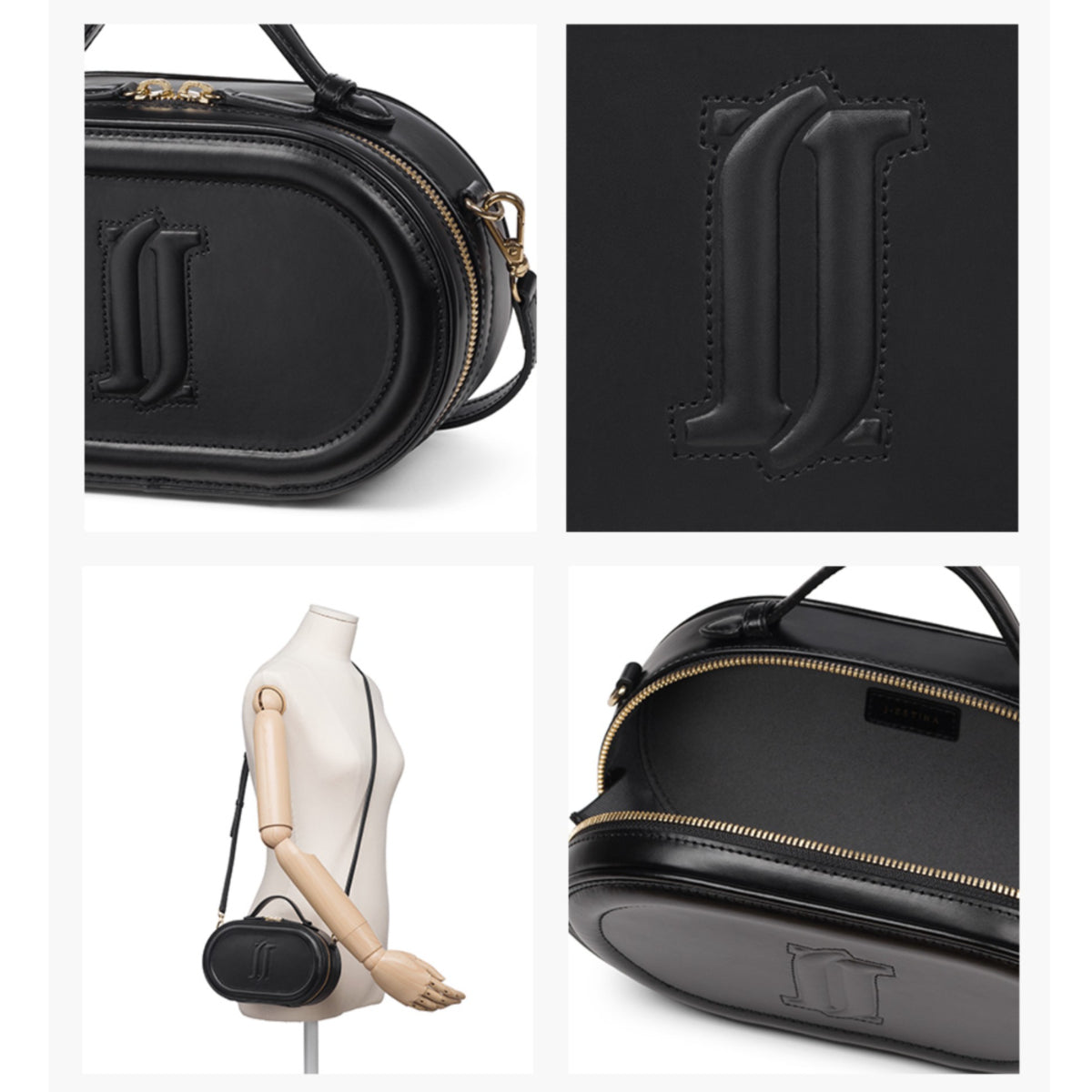 J.ESTINA EMMA SM Crossbody Bag Black Cowhide Box Type Shoulder Bag Tote Bag Minyoung Park's Pick