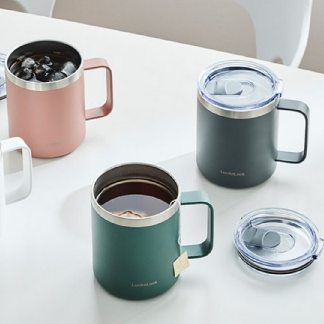 LocknLock House Mug Insulated Tumbler 370ml Handle Slide Lid Wide Mouth Easy to Clean Bottom Silicone / from Seoul, Korea