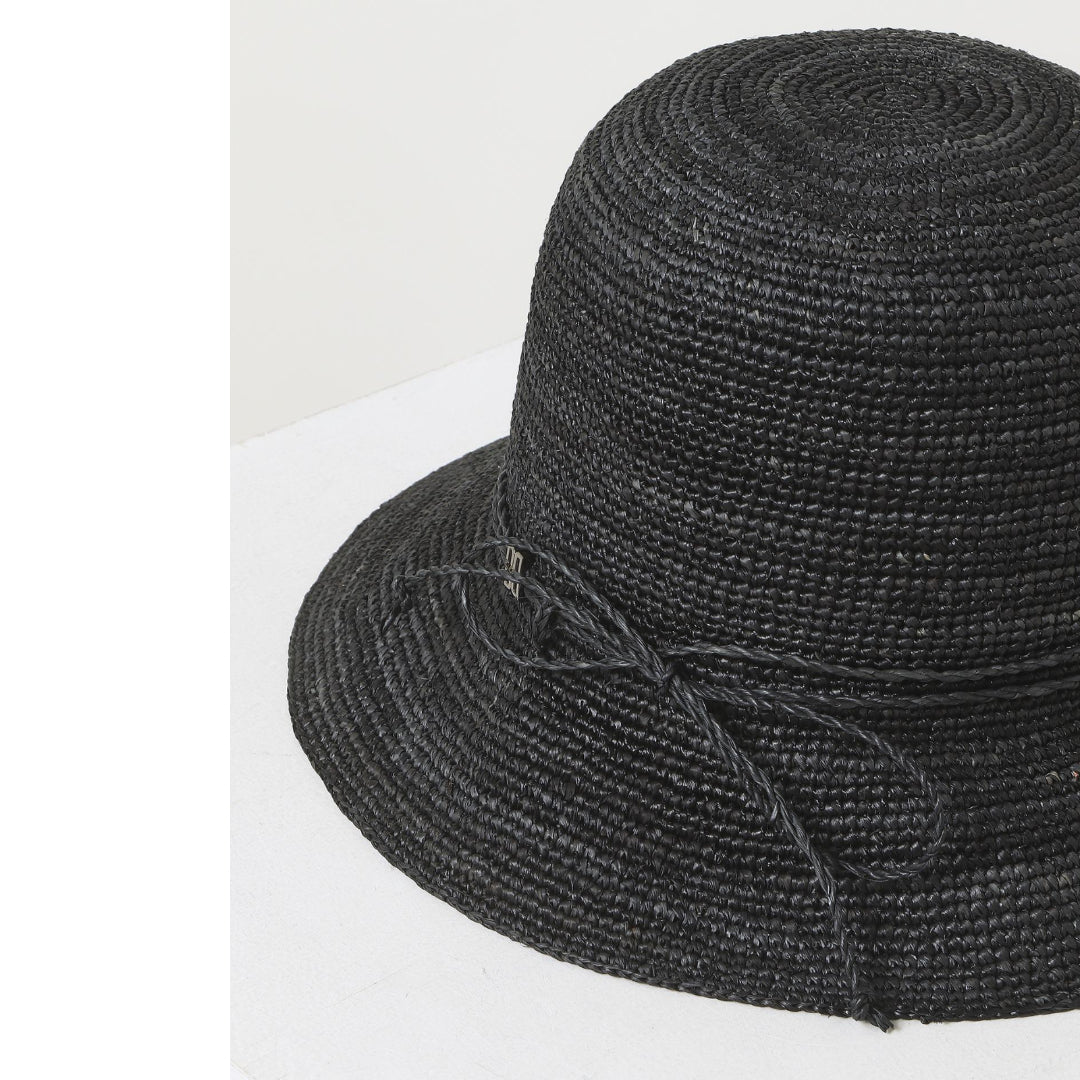 DAKS Victoria Natural Black Raffia Floppy Hat Women Sun Visor / from Seoul, Korea