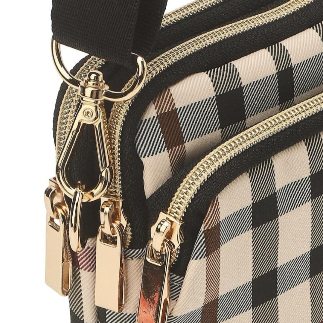 DAKS Beige Small Check Lightweight Micro Bag Shoulder Crossbody Waist Bag