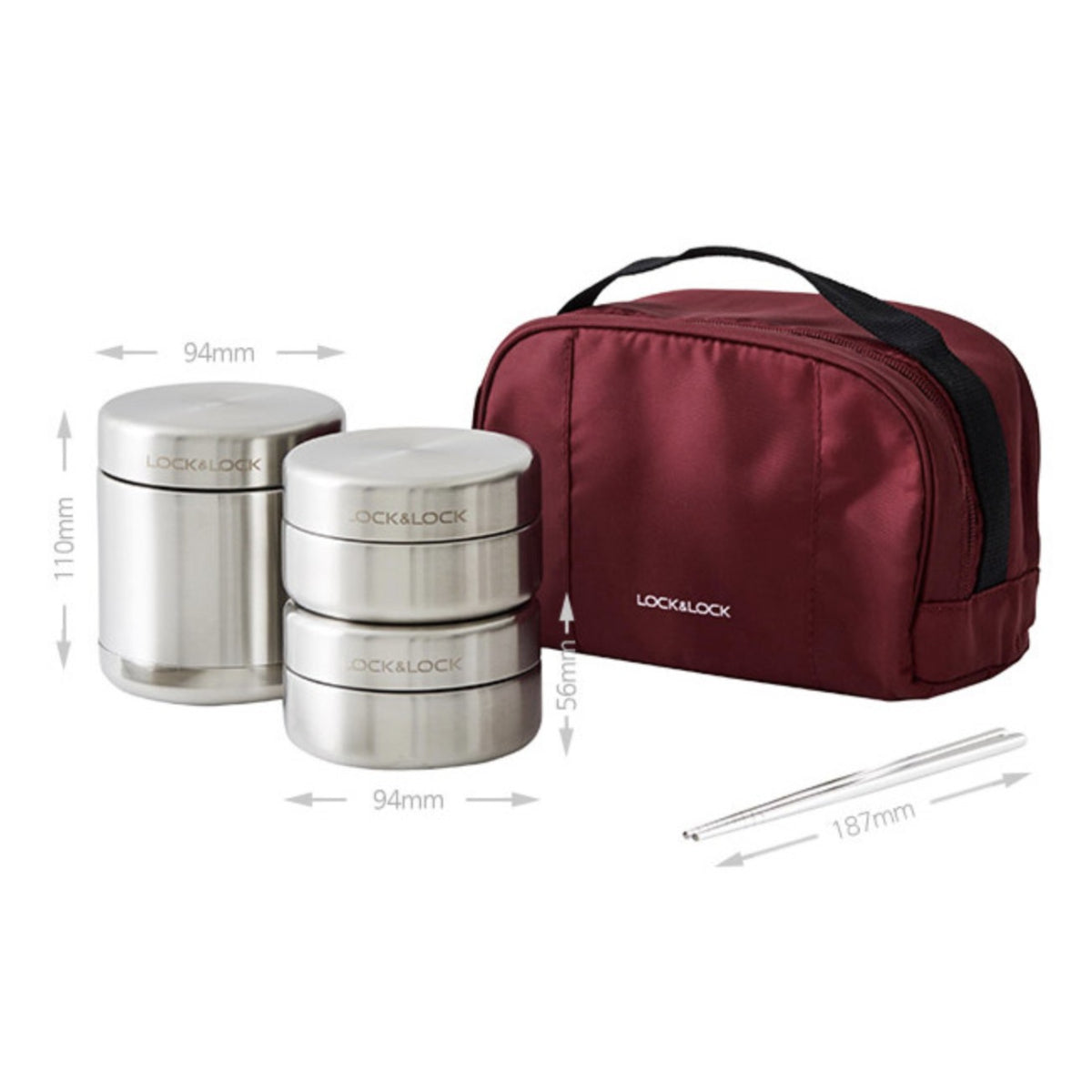 LocknLock Stainless Steel Insulated Thermal Lunch Box 350ml with Red Bag High Quality / from Seoul, Korea