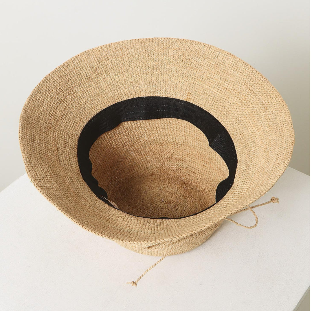 DAKS Victoria Natural Brown Raffia Floppy Hat Women Sun Visor / from Seoul, Korea