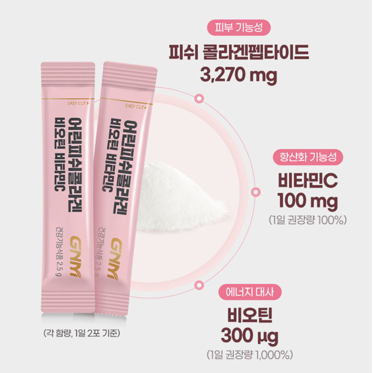 GNM Fish Collagen Biotin Vitamin C 3 boxes(90 packets) LEE Seong-kyung PICK / from Seoul, Korea