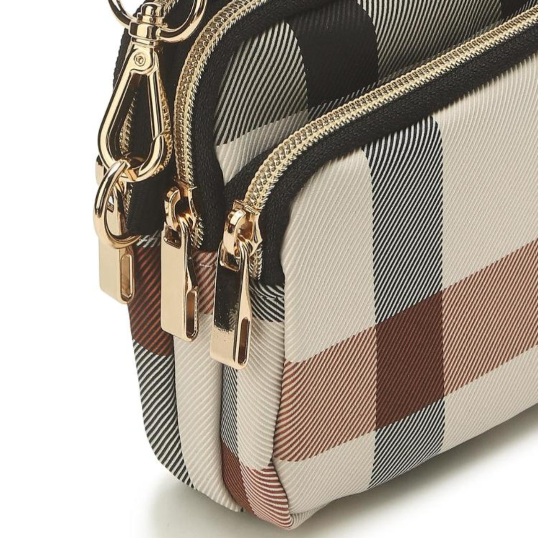 DAKS Beige Big House Check Lightweight Micro Bag Shoulder Crossbody Waist Bag