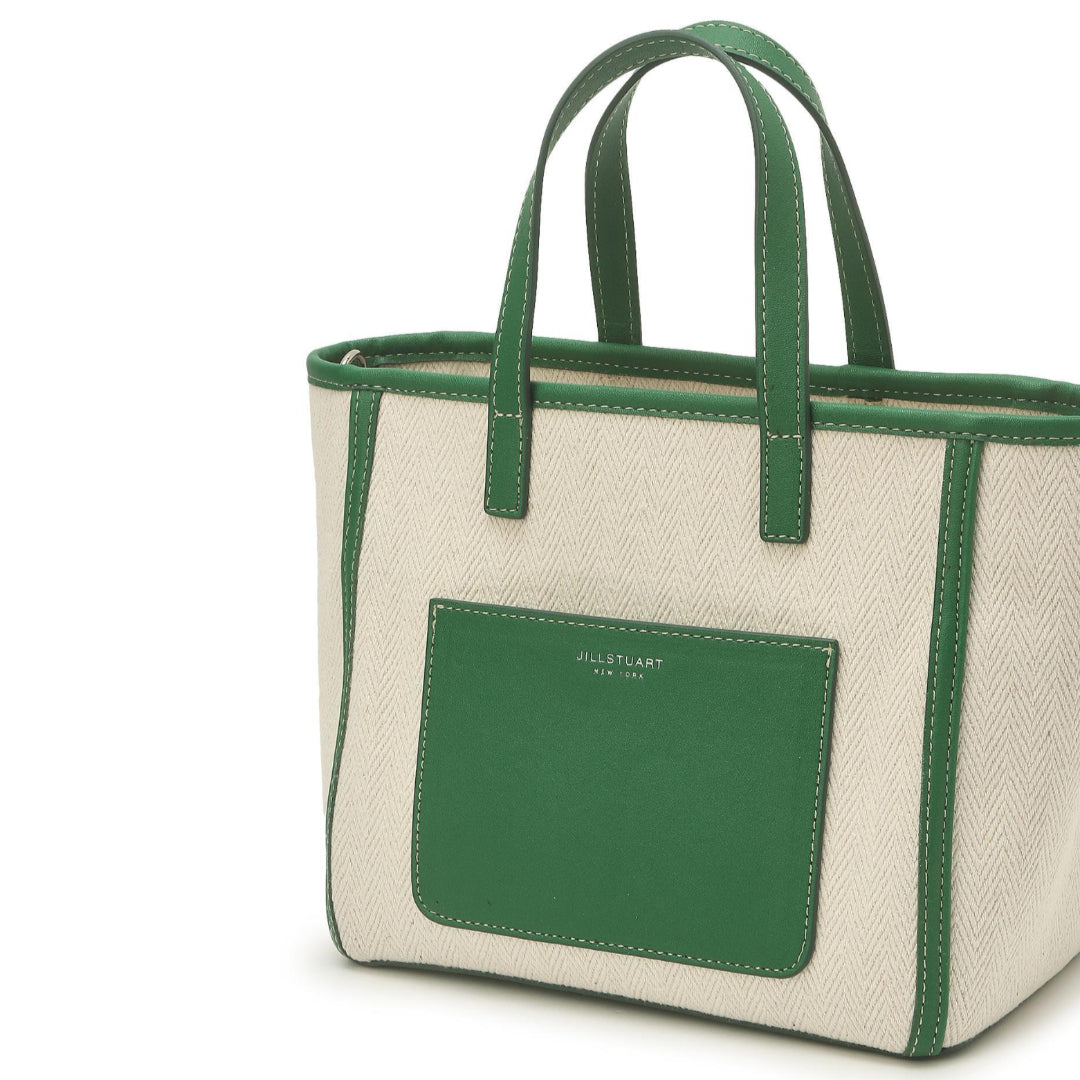 JILLSTUART NEW YORK ESSENTIAL CANVAS Green Pocket Mini Canvas Tote Shoulder Cross Bag / from Seoul, Korea