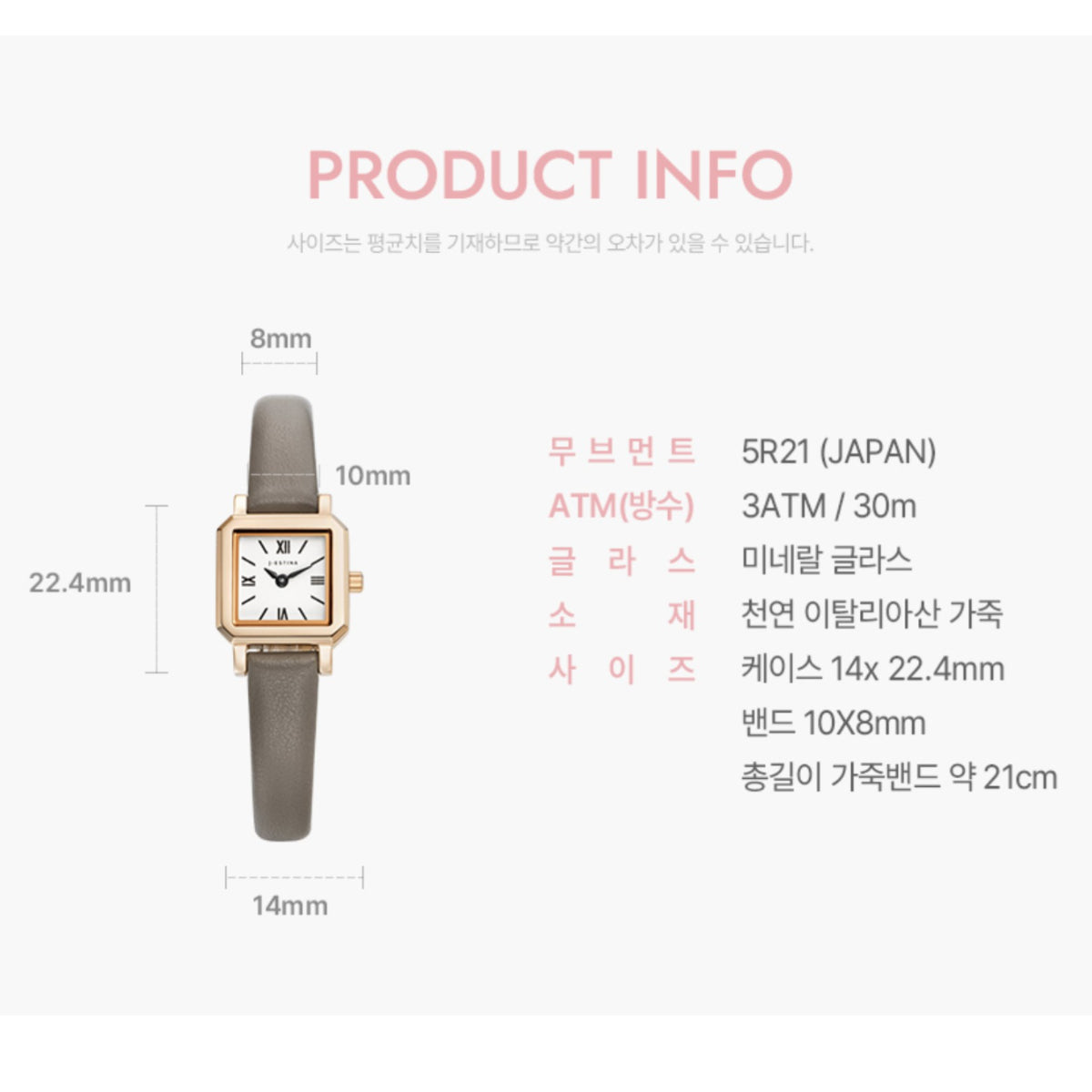 J.ESTINA Nuovo Tempo Leather Watch Rose Gold IU Pick Classic Analog Watch / from Seoul, Korea