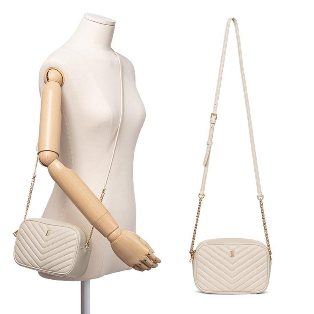 J.ESTINA RUBY SM Crossbody Shoulder Bag Ivory Lambskin Quilting Light Weight Bag / from Seoul, Korea