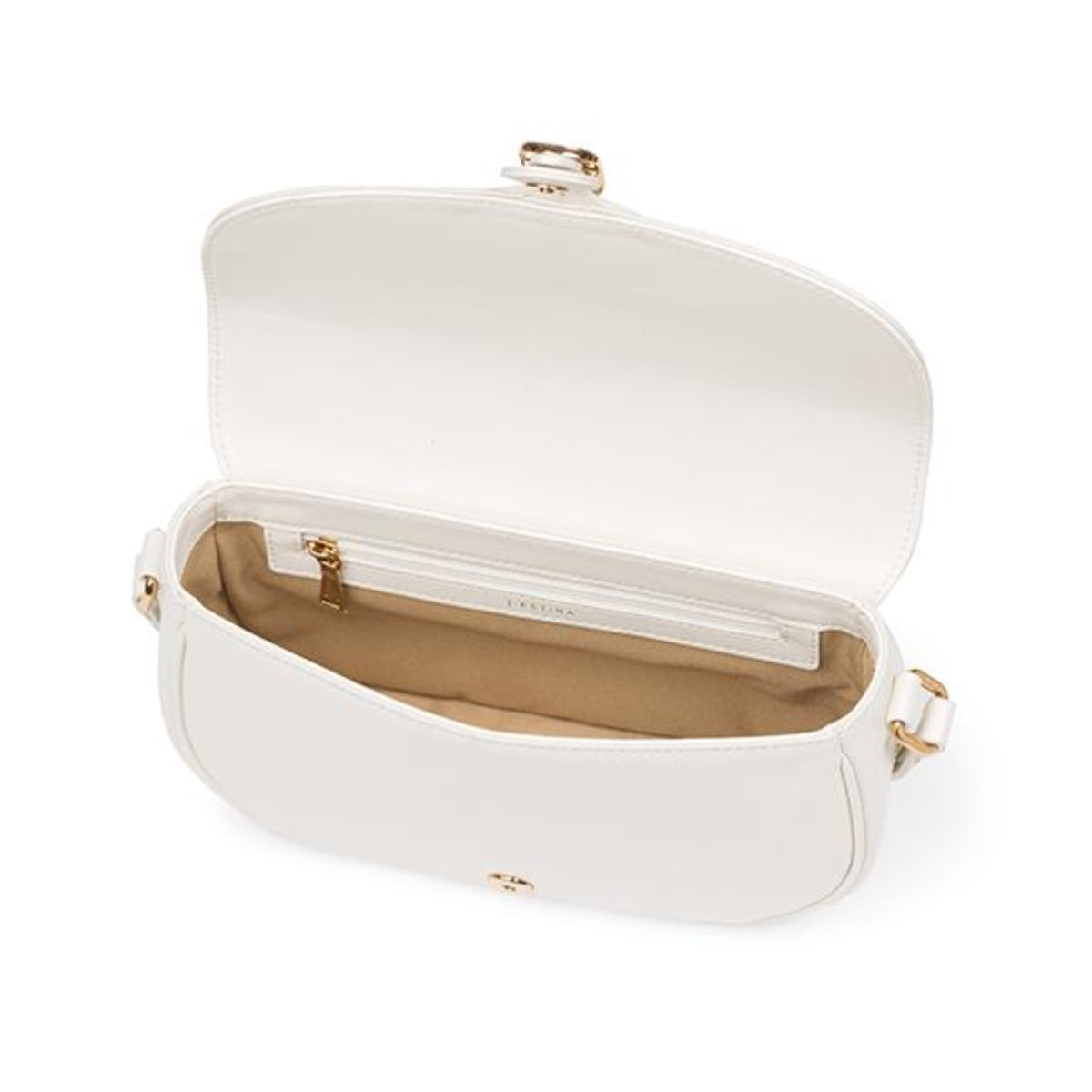 J.ESTINA Classic Leather Bag Ivory HAZEL Line Shoulder Crossbody Bag with Adjustable Length Strap / from Seoul, Korea