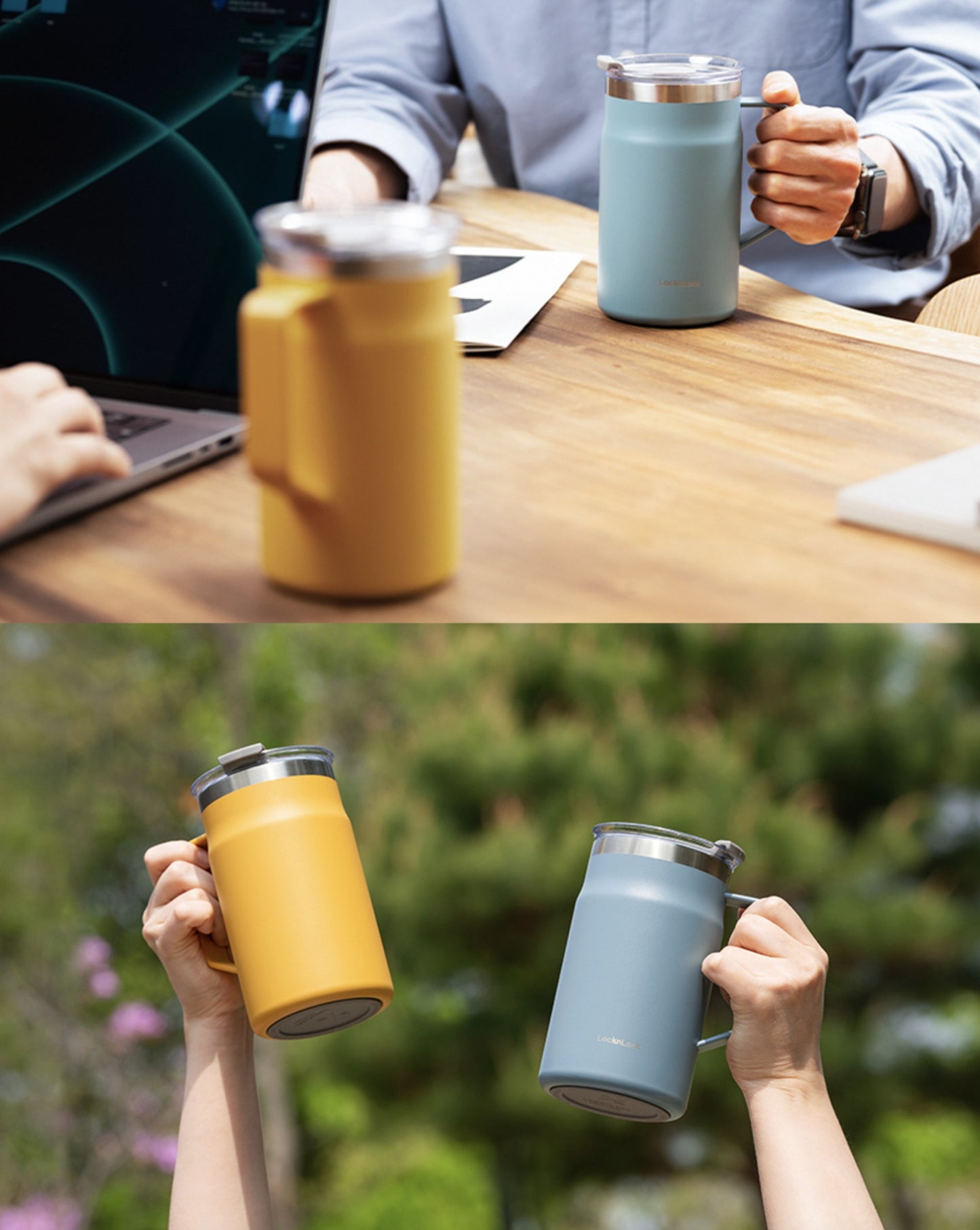 LocknLock Metro Mug Tumbler 600ml 2 colours, Colorful Coffee Tea Table Mug Thermos Venti Size / from Seoul, Korea